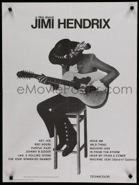 8z256 JIMI HENDRIX French 23x32 '74 cool art of the rock & roll guitar god playing on chair!