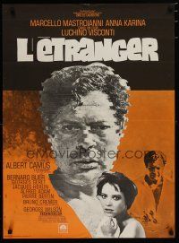 8z277 STRANGER French 23x32 '68 Luchino Visconti's Lo Straniero, art of Marcello Mastroianni!