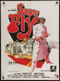 8z278 SUPER FLY French 23x32 '72 great artwork of Ron O'Neal with car & girl!