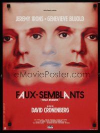 8z293 DEAD RINGERS French 15x21 '89 Jeremy Irons & Genevieve Bujold, directed by David Cronenberg!