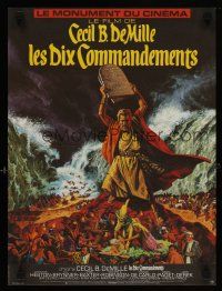 8z313 TEN COMMANDMENTS French 15x21 R70s Cecil B. DeMille directed, Charlton Heston!