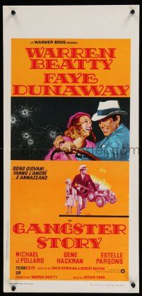 8z128 BONNIE & CLYDE Italian locandina R70s Warren Beatty & Faye Dunaway, Gangster Story!