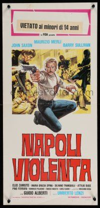 8z170 VIOLENT NAPLES Italian locandina '76 Umberto Lenzi's Napoli violenta, cool crime artwork!