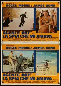 8z109 SPY WHO LOVED ME set of 4 Italian photobustas '77 Roger Moore as 007 Barbara Bach, Kiel!