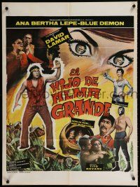 8z003 EL HIJO DE ALMA GRANDE Mexican poster '76 wacky images of David Lamar in the title role!