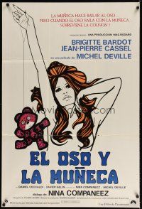 8z006 BEAR & THE DOLL South American '69 art of sexy Brigitte Bardot & teddy bear by DeRossi!