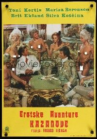 8z223 SOME LIKE IT COOL Yugoslavian 19x27 '77 Tony Curtis surrounded by sexy naked women!