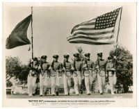 9a156 BROTHER RAT 8x10.25 still R44 best image of Ronald Reagan & cadets all lined up with flags!