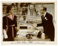 9a011 CAREFREE color-glos 8x10.25 still '38 c/u of Fred Astaire talking to Ginger Rogers at desk!