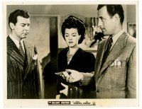 9a264 FALCON'S BROTHER Australian 8x10.25 still '42 woman watches Tom Conway hand tiny gun to man!