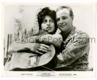 9a303 FUGITIVE KIND 8x10 still '60 close up of Marlon Brando & Anna Magnani holding guitar!