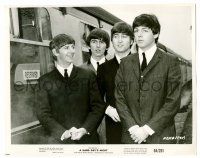 9a366 HARD DAY'S NIGHT 8x10 still '64 portrait of Beatles Paul, John, Ringo & George by train!