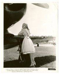 9a411 I WANTED WINGS candid 8.25x10 still '40 sexy Veronica Lake leaning on airplane wing!