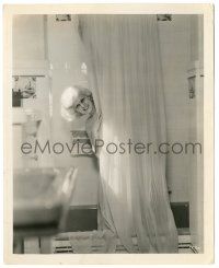 9a456 JEAN HARLOW deluxe 8x10 still '30s smiling naked in shower, hiding behind the curtain!