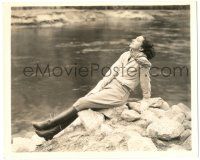 9a488 KAY FRANCIS 8.25x10 still '32 great outdoors c/u in rubber boots posing on rocks by river!