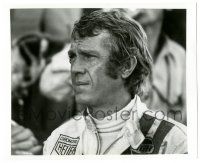 9a531 LE MANS 8.25x10.25 still '71 super close up of race car driver Steve McQueen in uniform!