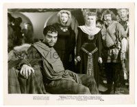 9a578 MACBETH 8x10.25 still '48 close up of seated Orson Welles looking surprised, Shakespeare!