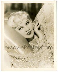 9a583 MAE WEST 8x10.25 still '35 sexy close up wearing beautiful beaded gown from Goin' to Town!
