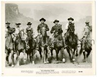 9a587 MAGNIFICENT SEVEN 8x10.25 still '60 Brynner, Steve McQueen & others on charging horses!