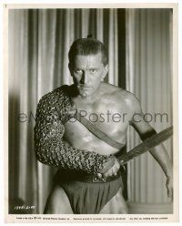 9a834 SPARTACUS 8x10.25 still '59 best portrait of gladiator Kirk Douglas with ringmail sleeve!