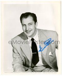 9a947 VINCENT PRICE signed 8.25x10 still '49 seated portrait in tie & jacket w/ blurry signature!