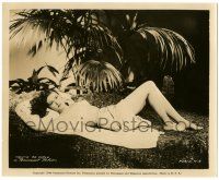 9a998 YVONNE DE CARLO 8.25x10 still '44 sexy full-length portrait laying on grass in skimpy outfit!