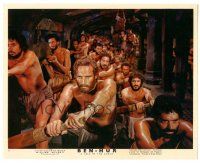 9a005 BEN-HUR color English FOH LC #11 '60 cool image of Charlton Heston as galley slave rowing!
