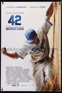 9b014 42 advance DS 1sh '13 baseball, image of Chadwick Boseman as Jackie Robinson sliding home!