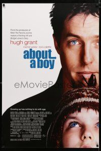 9b021 ABOUT A BOY DS 1sh '02 Hugh Grant, Toni Collette, growing up has nothing to do with age!