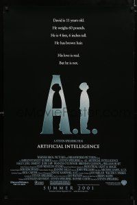9b019 A.I. ARTIFICIAL INTELLIGENCE advance DS 1sh '01 Steven Spielberg, Haley Joel Osment, Jude Law