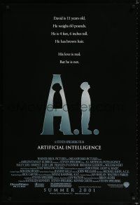 9b018 A.I. ARTIFICIAL INTELLIGENCE advance 1sh '01 Steven Spielberg, Haley Joel Osment, Jude Law