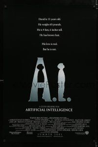 9b020 A.I. ARTIFICIAL INTELLIGENCE int'l advance DS 1sh '01 Spielberg, Haley Joel Osment, Jude Law