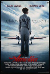 9b051 AMELIA advance DS 1sh '09 image of pilot Hilary Swank in title role w/her Lockheed Electra!