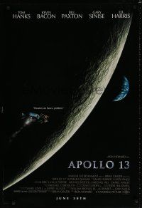 9b065 APOLLO 13 advance DS 1sh '95 Ron Howard directed, Tom Hanks, image of module in moon's orbit!