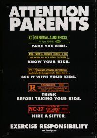 9b079 ATTENTION PARENTS 1sh '00 MPAA rating guide for adults, exercise responsibility!