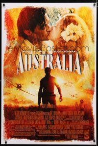 9b081 AUSTRALIA style 2R DS 1sh '08 Hugh Jackman & Nicole Kidman kissing in the rain!