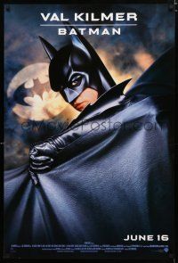 9b097 BATMAN FOREVER advance DS 1sh '95 cool image of Val Kilmer as Batman!