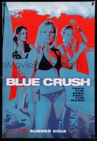 9b125 BLUE CRUSH blue teaser 1sh '02 Michelle Rodriguez, sexy Kate Bosworth, surfing girls!