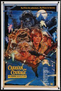 9b148 CARAVAN OF COURAGE style B int'l 1sh '84 An Ewok Adventure, Star Wars, art by Drew Struzan!