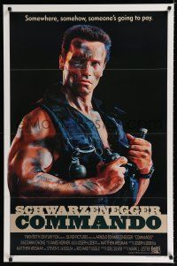 9b169 COMMANDO int'l 1sh '85 Arnold Schwarzenegger is going to make someone pay!
