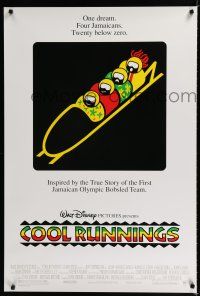 9b173 COOL RUNNINGS DS 1sh '93 John Candy, wacky Jamacian bobsledding team art!
