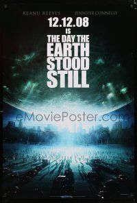 9b191 DAY THE EARTH STOOD STILL style A teaser DS 1sh '08 Keanu Reeves, cool sci-fi image!