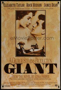 9b265 GIANT DS 1sh R96 James Dean, Elizabeth Taylor, Rock Hudson, directed by George Stevens!