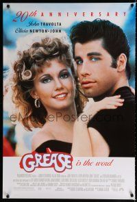 9b283 GREASE 1sh R98 close up of John Travolta & Olivia Newton-John in a most classic musical!
