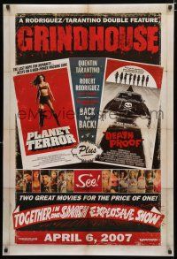 9b288 GRINDHOUSE advance DS 1sh '07 Rodriguez & Tarantino, Planet Terror & Death Proof!