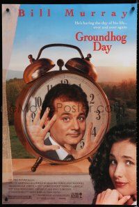 9b289 GROUNDHOG DAY DS 1sh '93 Bill Murray, Andie MacDowell, directed by Harold Ramis!