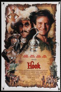 9b327 HOOK DS 1sh '91 art of pirate Dustin Hoffman & Robin Williams by Drew Struzan!