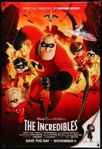 9b346 INCREDIBLES advance DS 1sh '04 Disney/Pixar animated sci-fi superhero family!