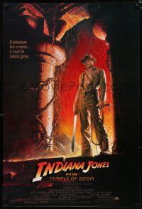 9b353 INDIANA JONES & THE TEMPLE OF DOOM 1sh '84 adventure is Ford's name, Bruce Wolfe art!