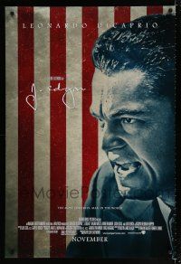 9b362 J. EDGAR advance DS 1sh '11 Leonardo DiCaprio in title role, cool American flag design!